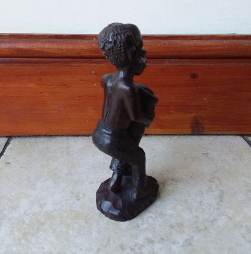 African Hand Carved Wooden Sculpture/Figure - Tribal Drummer