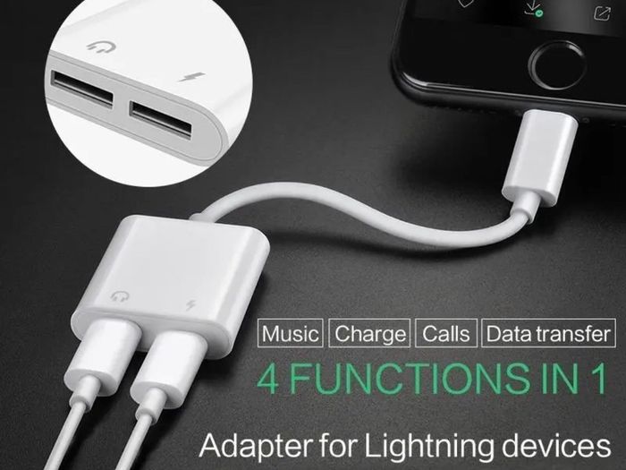 Dual 8 Pin Audio Adapter Charger Splitter For iPhone X 12 XR 11 Pro 8 7 Plus