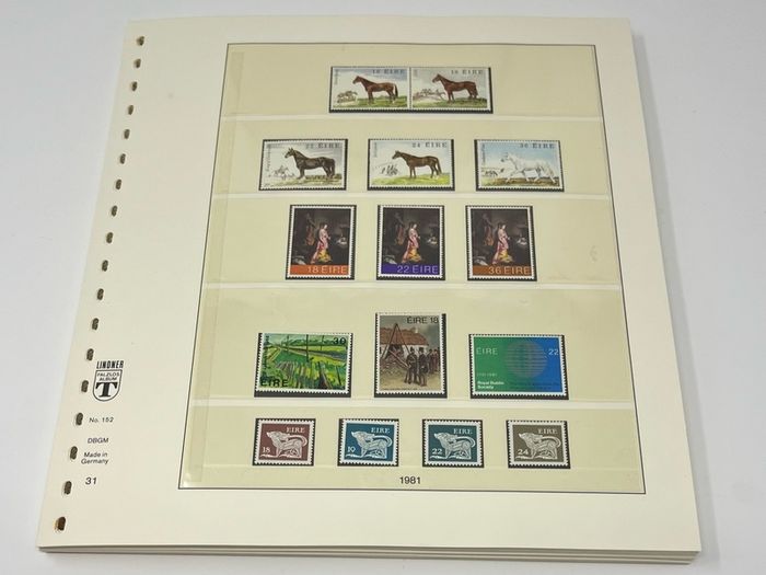 1972-91 Ireland Mint Never Hinged Stamp Collection in Lindner Album. Contained on 56 Lindner Album Pages. 58 Images.