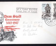 1967 Ireland Tercentenary of the Birth of Dean Jonathan Swift Commemorative Stamps Illustrated First Day Cover (FDC)