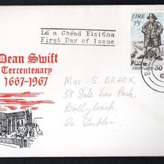 1967 Ireland Tercentenary of the Birth of Dean Jonathan Swift Commemorative Stamps Illustrated First Day Cover (FDC)