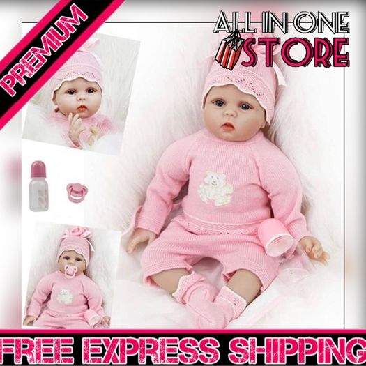 Realistic Reborn Dolls Baby Girl 22inch 55cm Soft Vinyl Silicone Real Life Baby Dolls Looking Newborn Reborn Dolls Toddler Baby Girl Toy Best Xmas Gift (FREE POSTAGE)