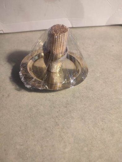Small Brass Pot  Toothpick Set on on small brass trey.