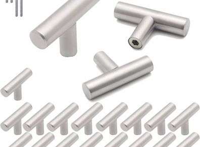 20 Pack 12mm Cabinet Door Handle Drawer Knobs Brushed Nickel Stainless Steel Cupboard Knobs Hardware Wardrobe Knobs 50mm/2" Long (MULTIPLE PACKS AVAILABLE)