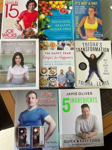 Selection of cook books and slimming world recipes Nigella Lawson Jamie Oliver