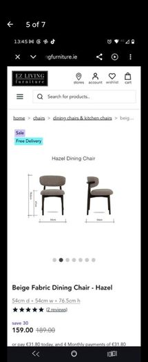 Brand New Dining Chairs x 4 (EZ living, still in original packaging)