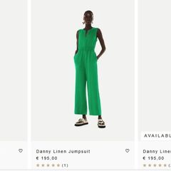 WHISTLES Danni green linen jumpsuit with pocketsSz L (Fit 12-16UK) - Bnwt Rrp 195