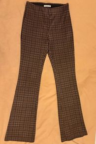 Brown Checkered Flared Pants