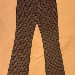 Brown Checkered Flared Pants