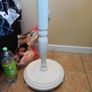 Large Vintage Wooden Floor Lamp Image 4