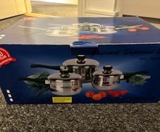 Brand New / Unused Gourmet Supreme 3-Piece Stainless Steel Saucepan Set (Open Box)