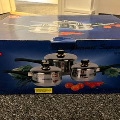 Brand New / Unused Gourmet Supreme 3-Piece Stainless Steel Saucepan Set (Open Box)