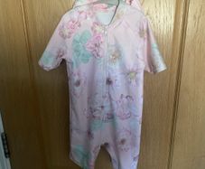Next girls pink floral UV swimsuit & hat aged 2-3 years