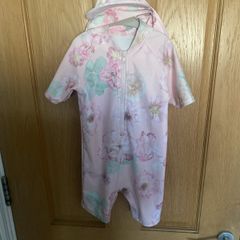 Next girls pink floral UV swimsuit & hat aged 2-3 years