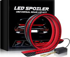 Light up Car Spoiler, Universal Exterior Rear Roof Spoiler Tail Wing Splitter Carbon Fiber Accessories LED Strip Lights for Cars Driving Brake Turn Signal Running Warning Trim Lamp (130cm)