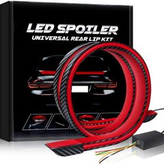 Light up Car Spoiler, Universal Exterior Rear Roof Spoiler Tail Wing Splitter Carbon Fiber Accessories LED Strip Lights for Cars Driving Brake Turn Signal Running Warning Trim Lamp (130cm)