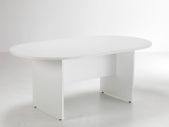 NEW - White H1800 x W1000mm Meeting Table Oval End