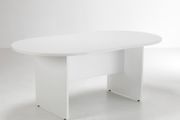 NEW - White H1800 x W1000mm Meeting Table Oval End