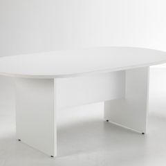 NEW - White H1800 x W1000mm Meeting Table Oval End