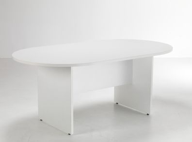 NEW - White H1800 x W1000mm Meeting Table Oval End