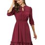 Brand New Allegra K Women Dress. Ruffle Hem Chiffon Short Dress Burgundy Image 2