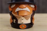 Brand new handcrafted vegetable-tanned leather pen holder