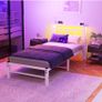 Single Bed Frame with Headboard&LED Lights,Heavy Duty Metal Platform Bed Frame Single with Charging Station, Image 7