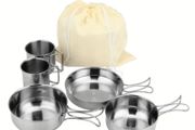 5 pieces camping cookware set. Compact and lightweight