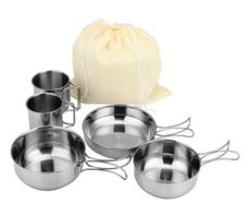 5 pieces camping cookware set. Compact and lightweight