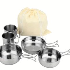 5 pieces camping cookware set. Compact and lightweight