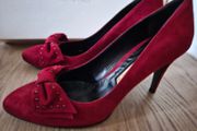 Chantal Italian high heel shoes red Camoscio Rubino real leather size 6.5 UK 40 EU new &amp; boxed