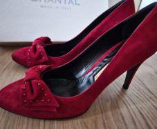 Chantal Italian high heel shoes red Camoscio Rubino real leather size 6.5 UK 40 EU new & boxed