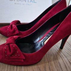 Chantal Italian high heel shoes red Camoscio Rubino real leather size 6.5 UK 40 EU new & boxed