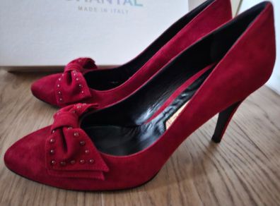 Chantal Italian high heel shoes red Camoscio Rubino real leather size 6.5 UK 40 EU new & boxed