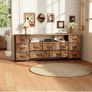 Tv Cabinet, Dresser for Bedroom with 11 Fabric Drawers, TV Stand with Power Socket for TVs up to 70 inch TV Units for Living Room, Bedroom, Rustic Brown Image 2