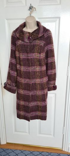 Purple and Green Wool Mix Coat from Autograph M&S size 12