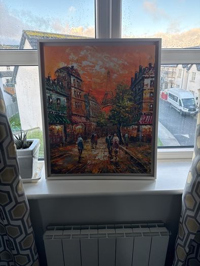 Parisian style oil canvas professionally framed