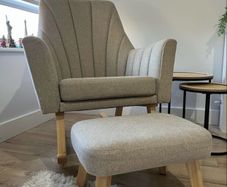 Nursery arm chair with foot stool