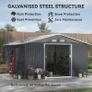 13 x 11ft Garden Metal Storage Shed, Outdoor Storage Tool House with Ventilation Slots, Floor Foundation and Lockable Double Doors, Grey Image 4