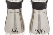 Brand New Salt and pepper shaker set, matte stainless steel with glass base, spice shaker