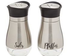 Brand New Salt and pepper shaker set, matte stainless steel with glass base, spice shaker