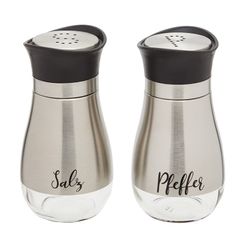 Brand New Salt and pepper shaker set, matte stainless steel with glass base, spice shaker