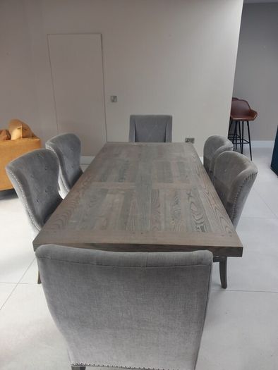 Dining Table, Chairs x6, Island Stools x4