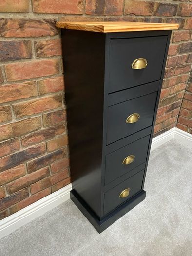 Tall Narrow 4 Drawer Chest of Drawers / Storage Unit Refinished