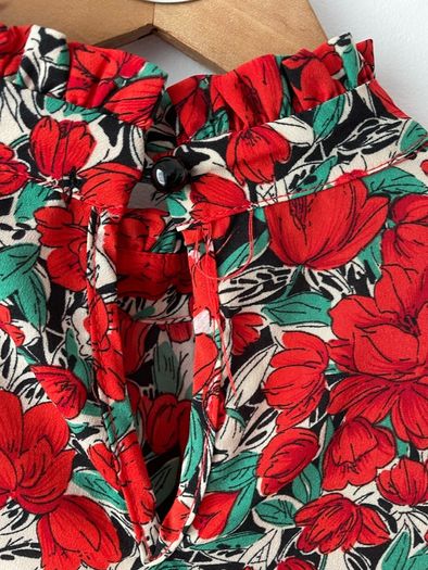 Little Mistress High Neck smock dress floral red mix size