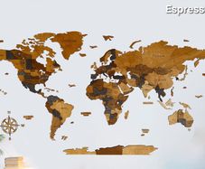 3D Classic Wooden World Map with Country Borders Country Names Capital Names US and Canada Borders and Names 3D Map Effect