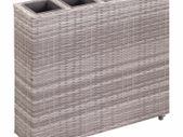 Garden Raised Bed with 4 Pots 80x22x79 cm Poly Rattan Grey