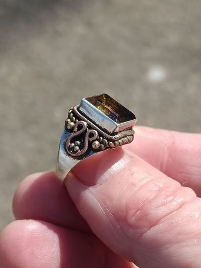 Large Green Citrine Sterling Silver Ring