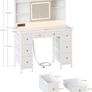 Vanity Desk with Movable LED Mirror and 8 Drawers, Dressing Table with Built-in USB Power Outlets & RGB Light Strip, Vanity Table with 4-Layer Adjustable Shelves, White Makeup Desk 110/40/137cm Image 8
