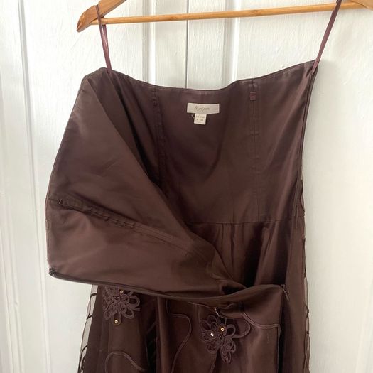 Monsoon brown bandeau tulle dress with embroidery + beading detail and matching bolero